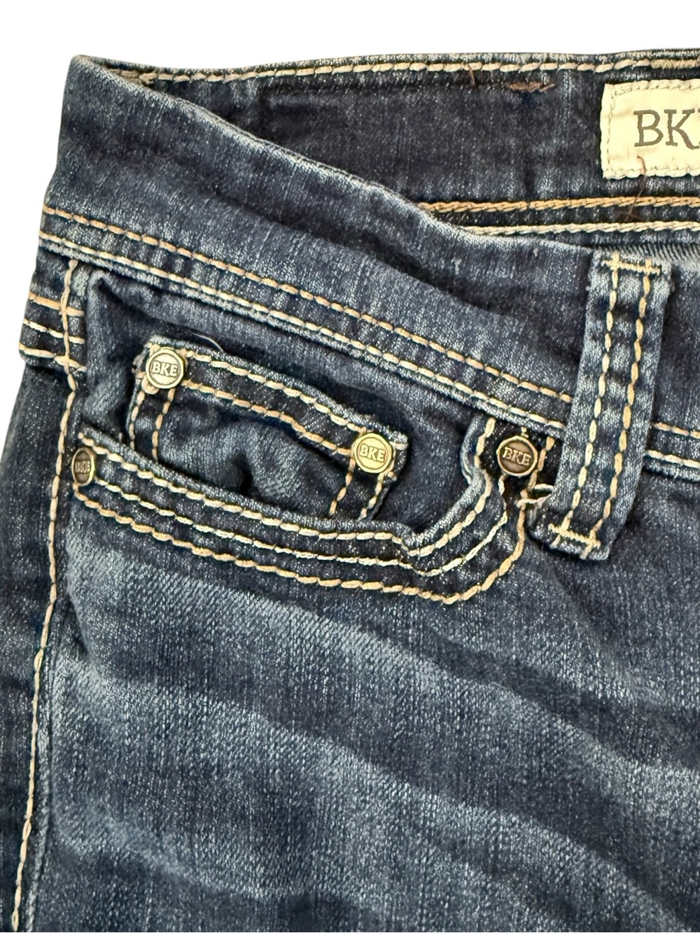 BKE Addison Low Rise Jeans Women’s 25 Dark Wash Whispering Stretch Thick Stitch - Picture 6 of 15